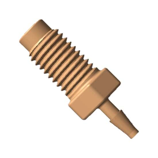 1/4-28 UNF to 1/16 inch barb fitting - single unit